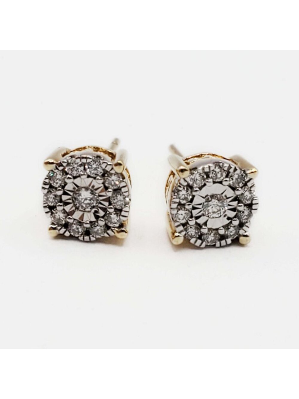 0.25 ctw Diamond Cluster Dia-Cut Stud Earrings Two-Tone 14k Gold